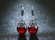 Silver Round Garnet Drop Earrings