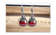 Silver Round Garnet Drop Earrings