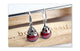 Silver Round Garnet Drop Earrings