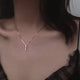Sterling Silver Zircon Necklace Vertical Bar