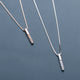 Sterling Silver Zircon Necklace Vertical Bar